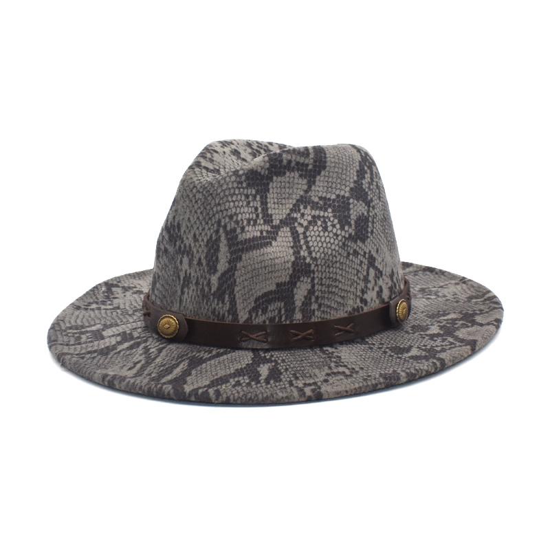 Wide Brim Hats Unisex Simple Flat Wool Felt Jazz Fedora Hat Snake Pattern Leather Band Decoration Tribal Panama F94, Dark grey
Wide Brim Hats Unisex Simple Flat Wool Felt Jazz Fedora Hat Snake Pattern Leather Band Decoration Tribal Panama F94, Dark grey