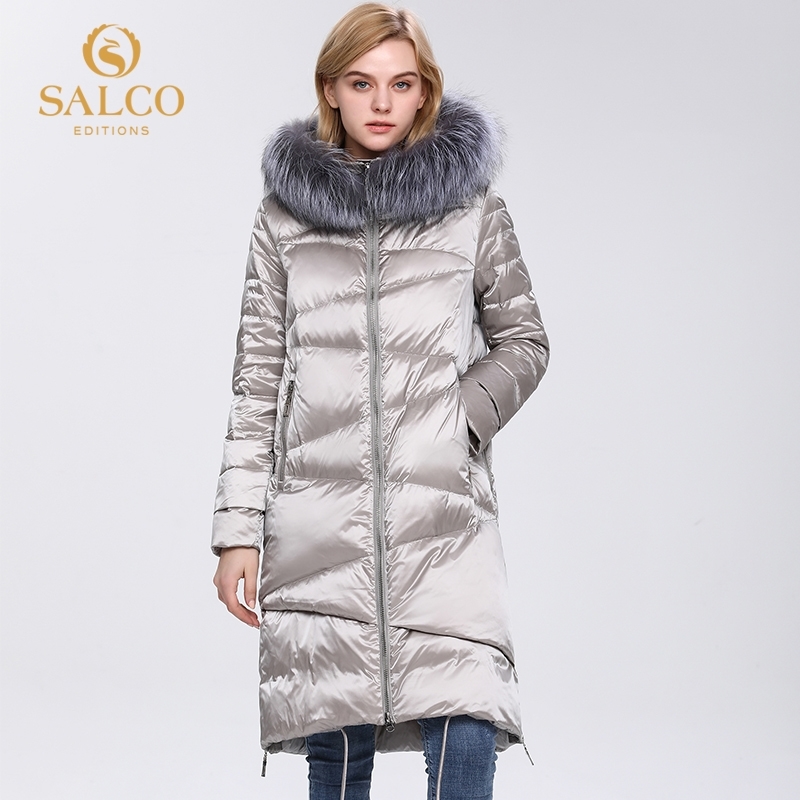SALCO Free shipping The latest big-zipped pearl-cotton winter warm coat high-end real fur coat 201019