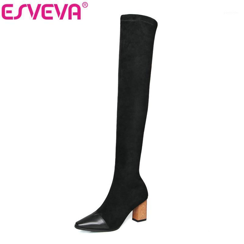 ESVEVA 2020 Women Over The Knee Boots Winter Women Boots Square High Heel Western Style Elegant Motorcycle Size 34-421, Black
ESVEVA 2020 Women Over The Knee Boots Winter Women Boots Square High Heel Western Style Elegant Motorcycle Size 34-421, Black