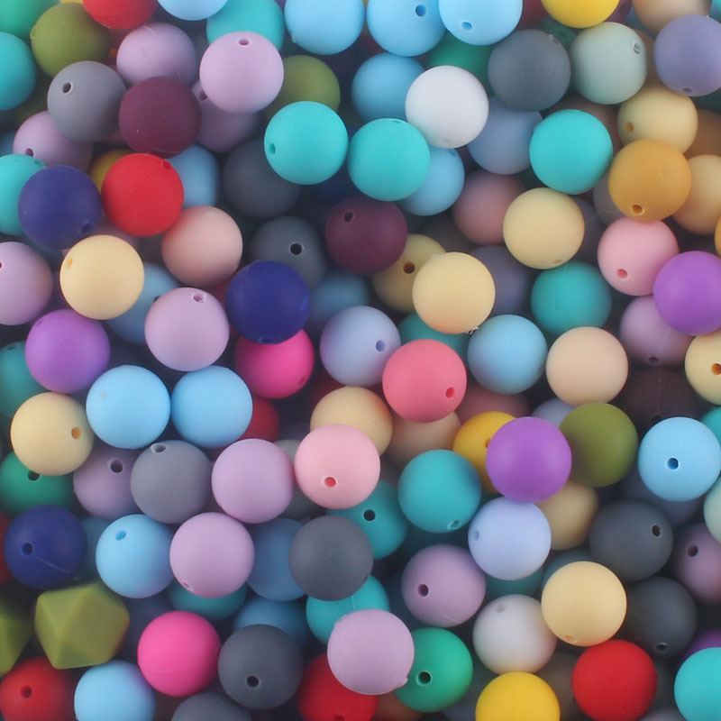 XCQGH 50pcs Silicone Beads 12mm Food Grade Silicone Sensory Teething Beads Mom Nursing Necklace DIY Jewelry Baby Teethers Y1221
