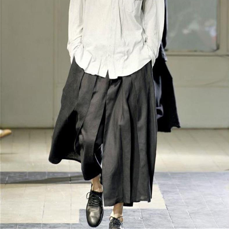 European and American skirt Yamamoto Yoshiji wide leg catwalk trendy men's loose casual pants cropped 201128