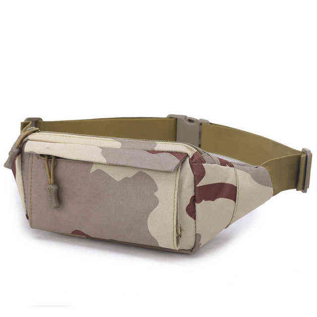 High Quality Men Fanny Pack Chest Shoulder Bag with 3 Pockets Nylon Minitary Waist Bag Zipper Belt Bag Black/Khaki 220112