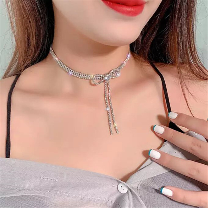 EXCITED ZIRCON Bowknot Crystal Choker Necklaces for Women Long Tassel Rhinestone Necklaces Weddings Jewelry Party Gifts
EXCITED ZIRCON Bowknot Crystal Choker Necklaces for Women Long Tassel Rhinestone Necklaces Weddings Jewelry Party Gifts