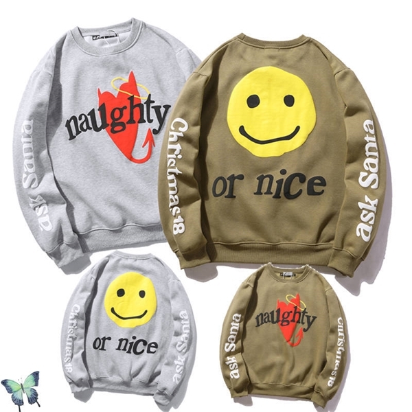 KANYE WEST Naughty Sweatshirt Men Women Fleece Nice Smiley Face Pullover Sweatshirts X1227, Black
KANYE WEST Naughty Sweatshirt Men Women Fleece Nice Smiley Face Pullover Sweatshirts X1227, Black