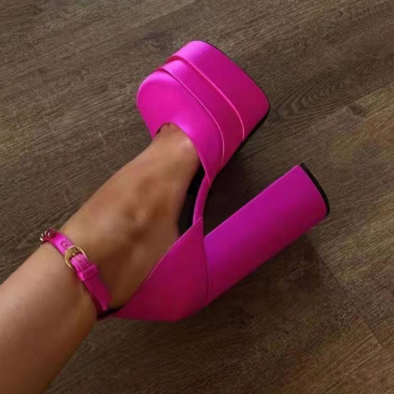 Women's Sandals Summer Spring y Platform Ladies Shoes Closed Toe Buckle Strap Female Super High Heel Party Woman Pumps 220308