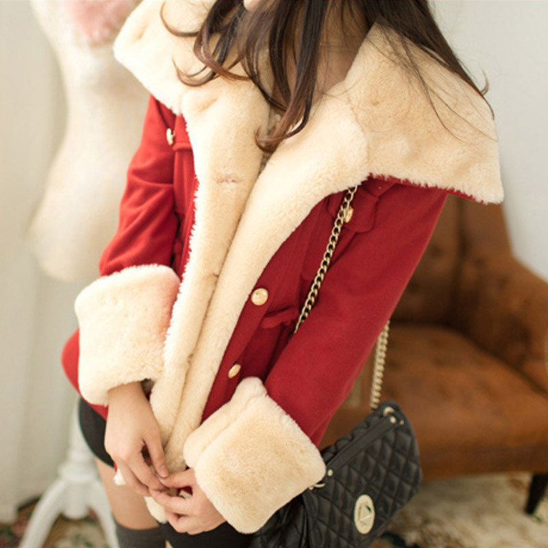 WEPBEL Winter Warm Coats Women Wool Slim Double Breasted Wool Coat Winter Jacket Women Fur Women's Coat Jackets T200111