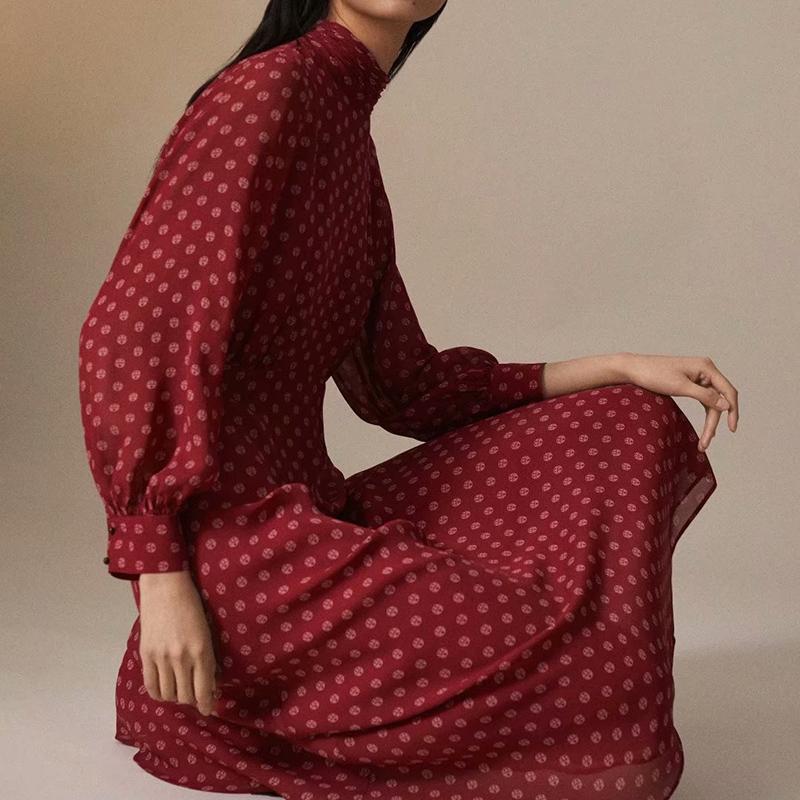 New spring and summer ladies red long dress long sleeves small senior slim temperament elegant dress
New spring and summer ladies red long dress long sleeves small senior slim temperament elegant dress
