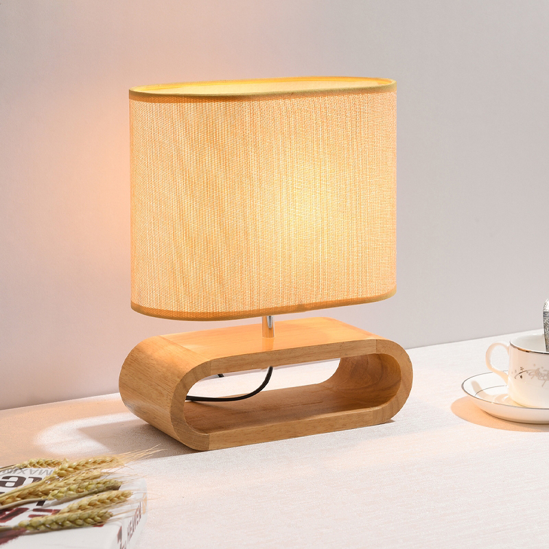 Nordic wood base table lamp cloth lampshade table lights for living room bedroom bedside desk lamp reading lights fixture E27