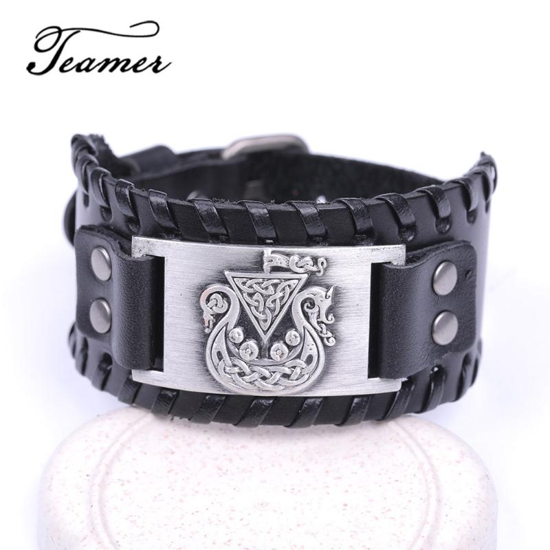 Teamer Symbol Bracelets Viking Bangles Hidden Pirate Ship Irish Knot Amulet Wide Braided Genuine Wide Leather Bracelet Men
Teamer Symbol Bracelets Viking Bangles Hidden Pirate Ship Irish Knot Amulet Wide Braided Genuine Wide Leather Bracelet Men