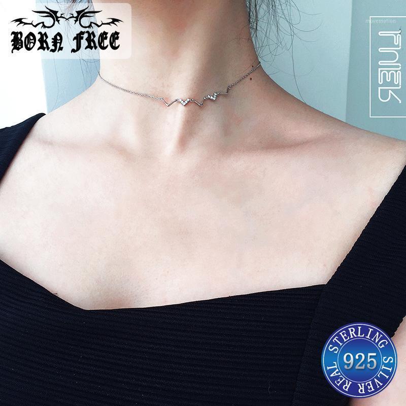 

joyas de plata 925 pendentif chain wave pendant necklace silver choker kolye collares handmade collier argent femme necklaces1