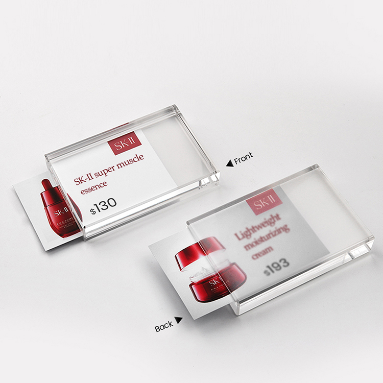 Clear Lucite Acrylic Sign Holder Photo Frame Logo Block Price Menu Poster Business Card Display with Magnets