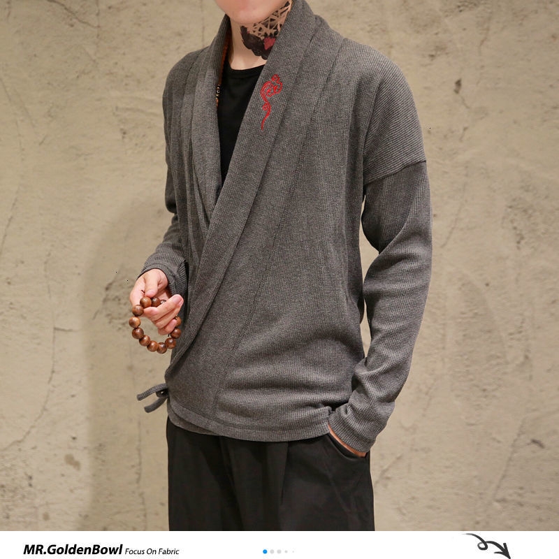 MrGoldenBowl Autumn Men Knitted Cardigan Vintage Men Casual Black Gray Cardigan Sweater Plus Size Man Tops 201221