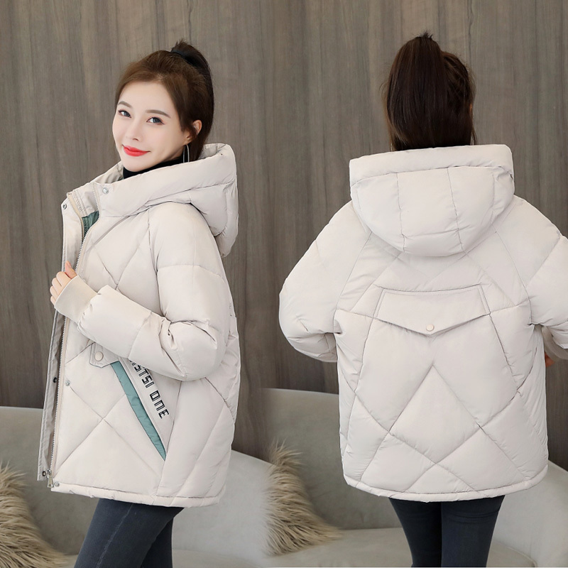 New Women Parkas Winter Hooded Jacket Coats StripedWomen Fashion Short Down Cotton Parkas Pocket Warm Parkas Female outwear 201019