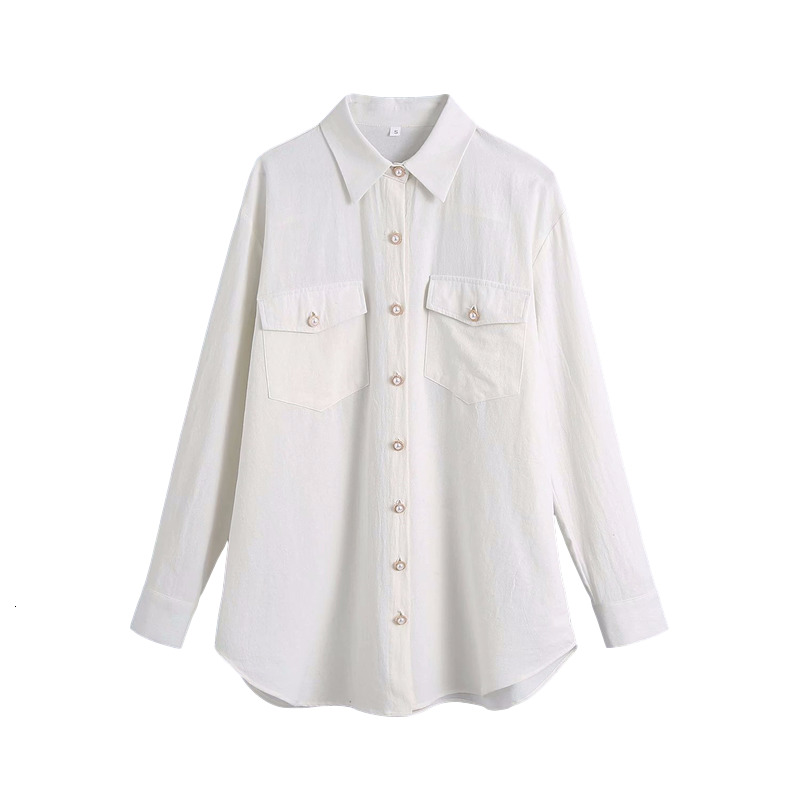2021 New Elegant Women Solid Pearl Button Shirts Fashion Ladies Pocket Cotton Tops Streetwear Female Chic Turn Down Collar Blouses Brr4, White
2021 New Elegant Women Solid Pearl Button Shirts Fashion Ladies Pocket Cotton Tops Streetwear Female Chic Turn Down Collar Blouses Brr4, White