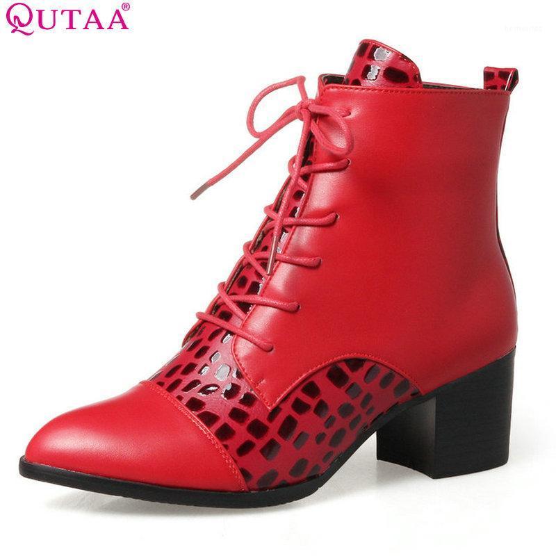 QUTAA 2020 Women Ankle Boots Lace Up Pointed Toe Sloid Microfiber Square High Heel Red Winter Ladies Ankle Boots Size 33-431
QUTAA 2020 Women Ankle Boots Lace Up Pointed Toe Sloid Microfiber Square High Heel Red Winter Ladies Ankle Boots Size 33-431