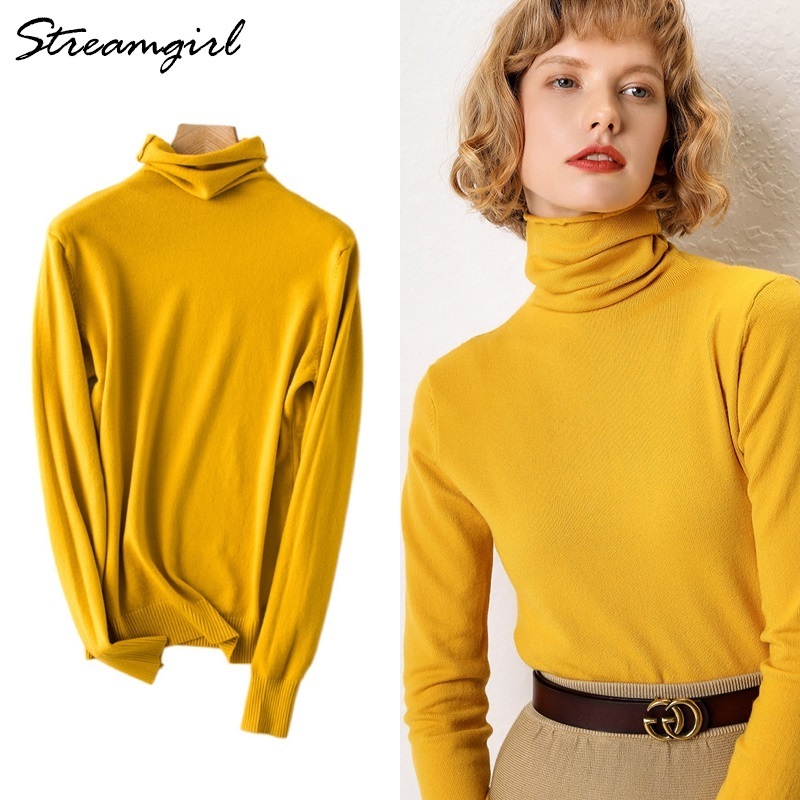 Women's Turtleneck Cashmere Sweater Women Warm Jumpers Ladies Pullover Autumn Winter Women's Sweaters Black Sweater Turtleneck 201023