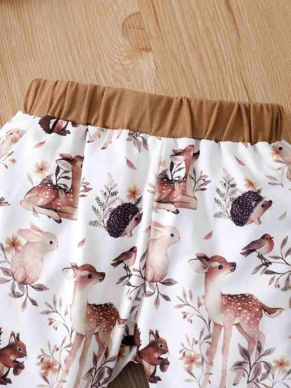Baby Cartoon Graphic Contrast Binding Bodysuit weatpants SHE