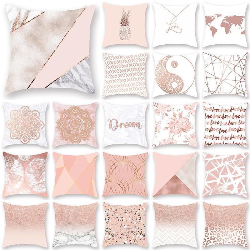 Rose Gold Geometric Polyester Fiber Pillow Cover Sofa Cushion Home Decorative Pillows Cover1, 14