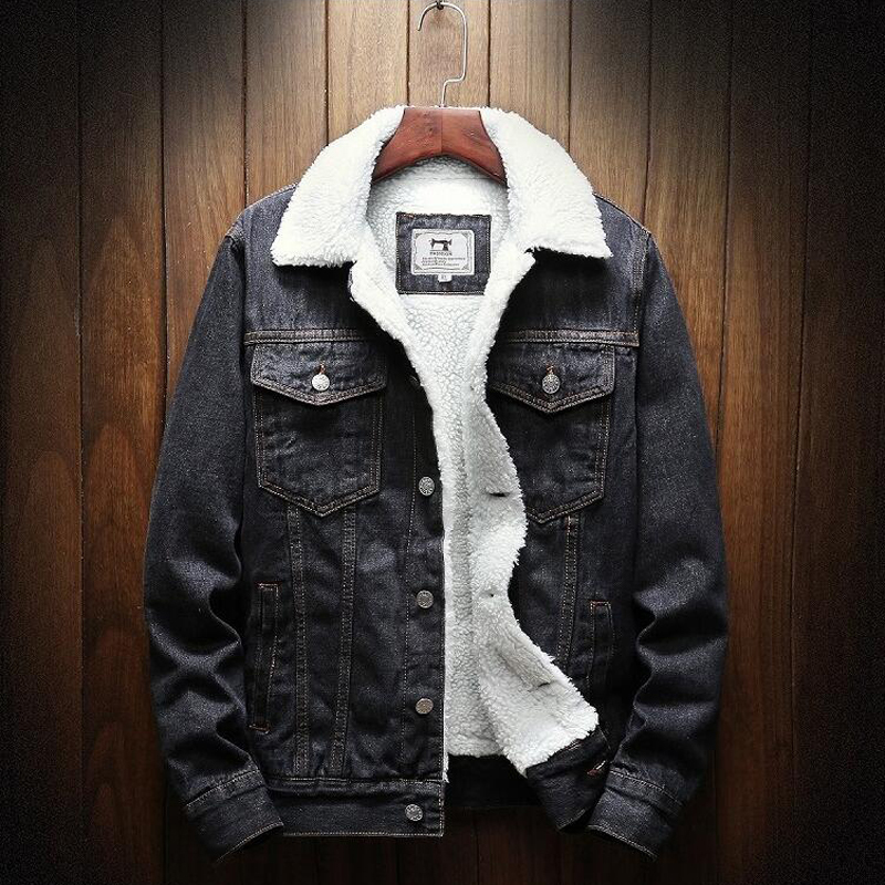MKASS Men Jacket And Coat Trendy Warm Fleece Denim Jacket Winter Fashion Mens Jean Jacket Outwear Male Cowboy Plus Size 6XL 201114