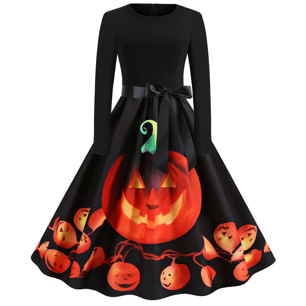 2021 New 10-color Pumpkin Costume Printed Dressed As Halloween Sleeve Long Middle Length Swing Princess for Festival Dress Oz1v
2021 New 10-color Pumpkin Costume Printed Dressed As Halloween Sleeve Long Middle Length Swing Princess for Festival Dress Oz1v