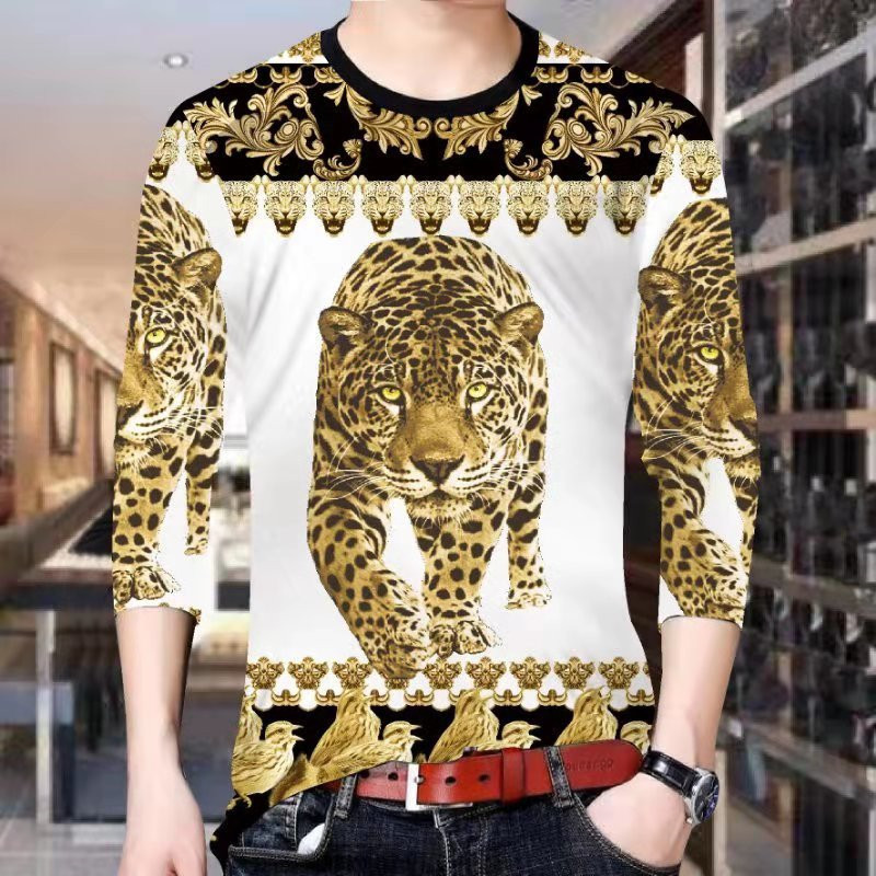 New long-sleeved men's T-shirt 3D printed bottoming shirt men's shirt round neck Slim autumn men's long T-shirt Bee pattern 201203