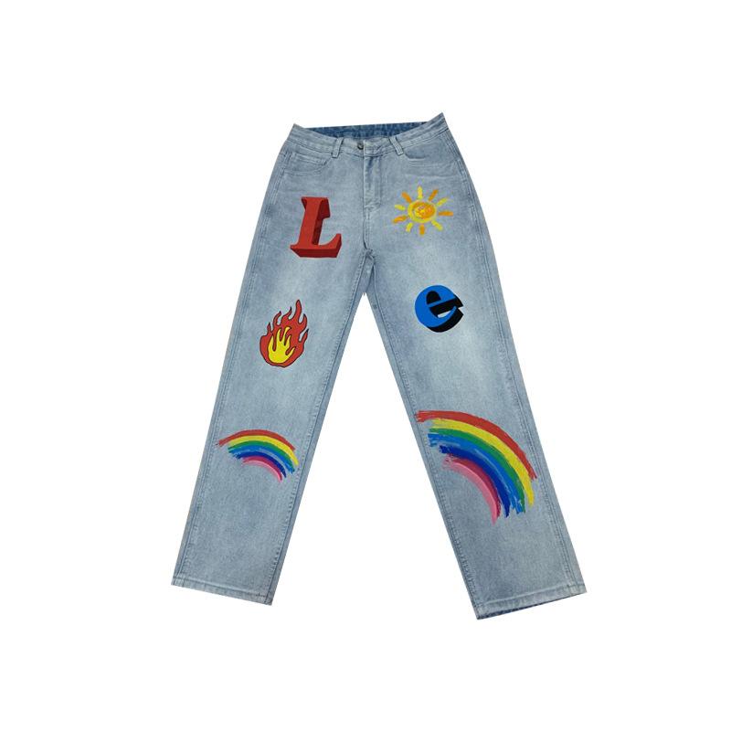 Wholesale 2021 Spot brand real shot Korean letter printing loose straight wide leg pants denim trousers for men and women, Blue
Wholesale 2021 Spot brand real shot Korean letter printing loose straight wide leg pants denim trousers for men and women, Blue