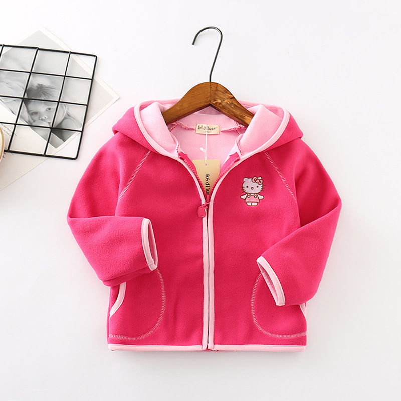 New Spring Autumn Girls&Boys Fleecy fleece Hooded children's coat Baby Kids Coats Jacket Clothing Outwear LJ200828