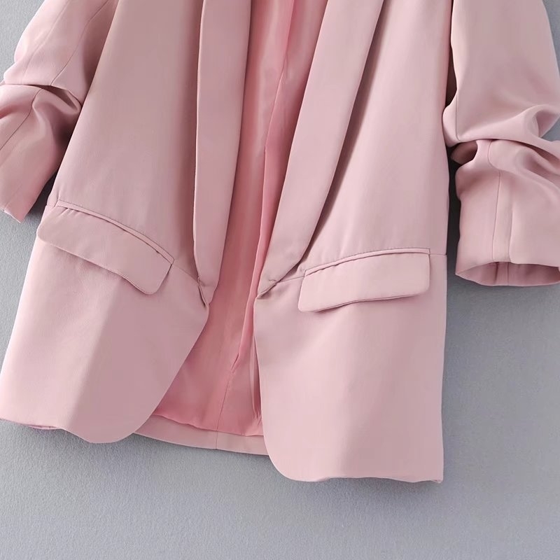 Jacket women elegant 5 color outerwear pocket office casual fashion jacket 201023