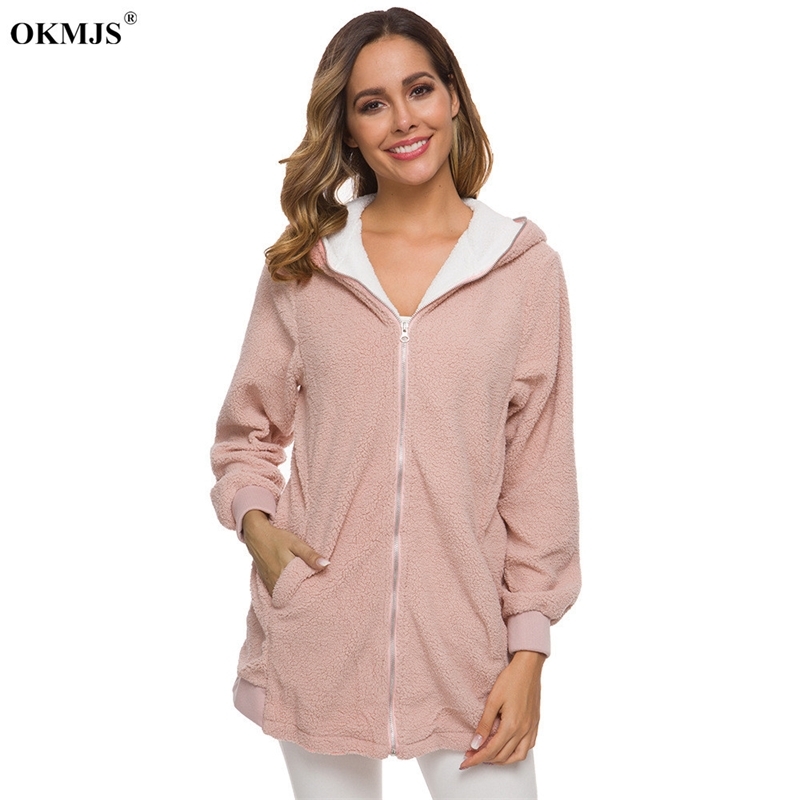 Winter Women Jacket fashion warm Fur Fleece Teddy Long Hooded Causal Autumn Female Coat Outwear veste femme Plus Size 5XL 201017