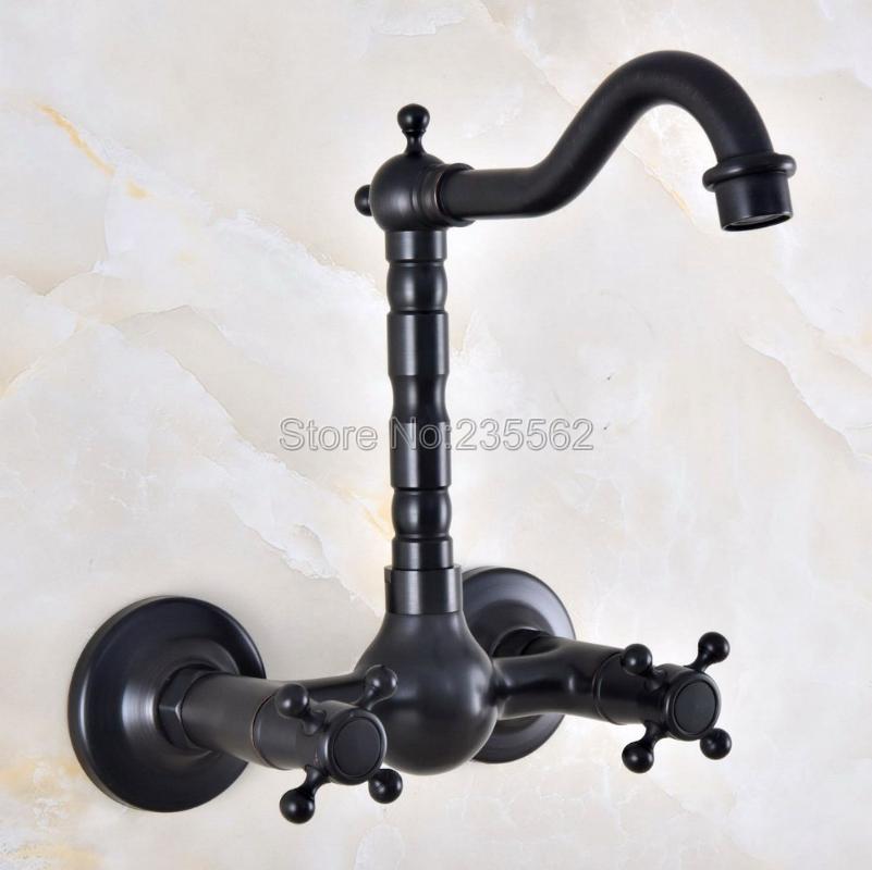 Kitchen Mixer Faucet Wall Mounted Dual Handle Black Oil Rubbed Bronze Finish Bathroom hot&cold Swivel Mixer Taps lnf854
Kitchen Mixer Faucet Wall Mounted Dual Handle Black Oil Rubbed Bronze Finish Bathroom hot&cold Swivel Mixer Taps lnf854