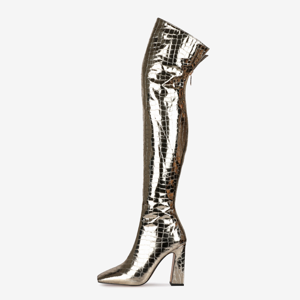 Plus Size 44 45 Women Fashion Boots Over The Knee Thigh High Long Boots New Thick Chunky High Heels Side Zipper Gold Silver Women Shoes
Plus Size 44 45 Women Fashion Boots Over The Knee Thigh High Long Boots New Thick Chunky High Heels Side Zipper Gold Silver Women Shoes