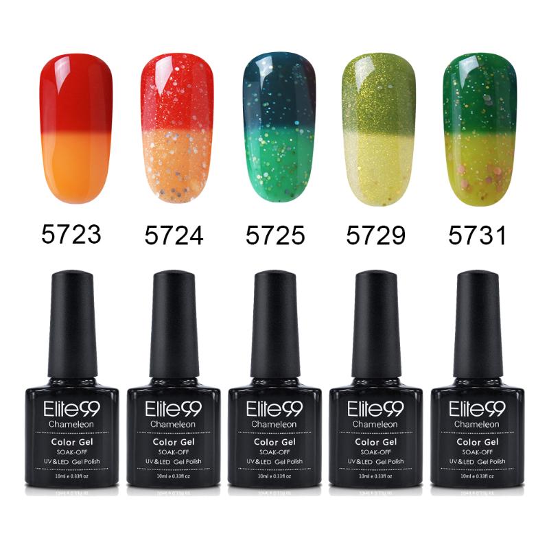 Elite99 5 Pieces/lot Thermal Nail Art Gel Polish 10ml Soak Off Temperature Color Changing UV Nails Manicure Polish Gel Varnish