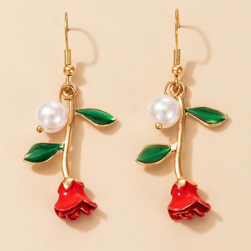 Dangle & Chandelier HuaTang Trendy Rose Flower Pearl Drop Earrings For Women Gold Color Enamel Female Romantic Party Jewelry Brincos Gift
Dangle & Chandelier HuaTang Trendy Rose Flower Pearl Drop Earrings For Women Gold Color Enamel Female Romantic Party Jewelry Brincos Gift
