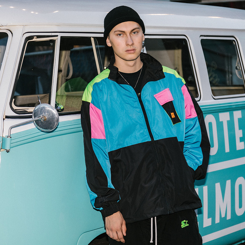 Men Hip Hop Streetwear Jacket Coat Retro Color Block Patchwork Harajuku Jacket Windbreaker Oversized Track Jacket Pocket Autumn 201127