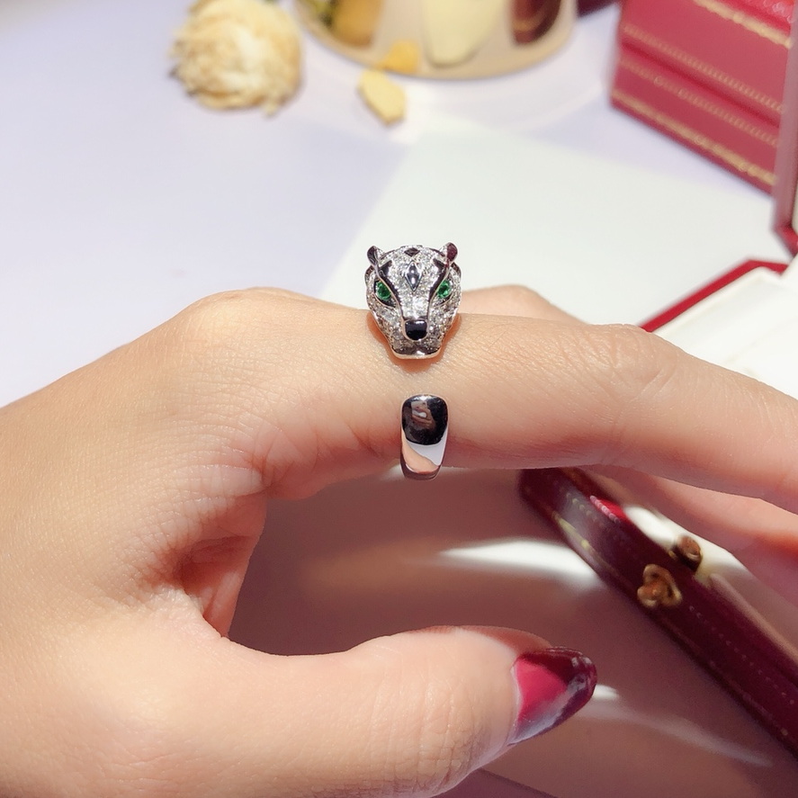 panthere series ring sterling silver 18 K gilded luxury brand official reproductions classic style Top quality rings brands design exquisite gift birt