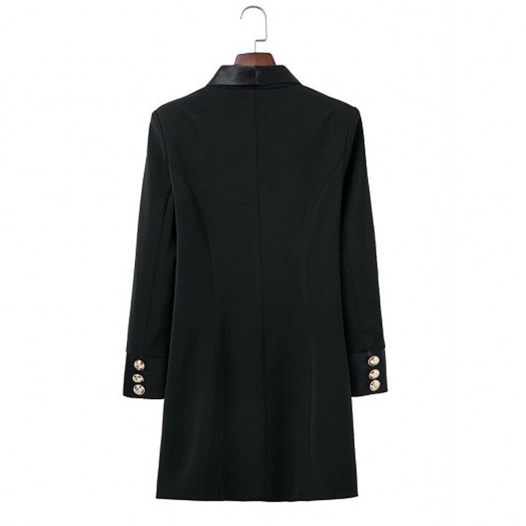womens blazer casual long black Double Breasted Office Lady outerwear 201114