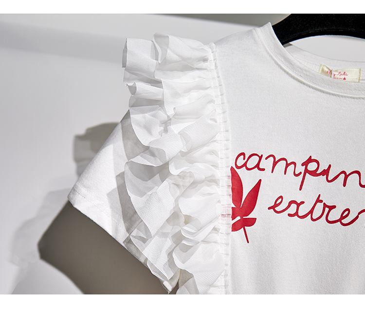 Summer Fashion Women Ruffles Cold Shoulder Letter Print Irregular Dress Streetwear Casual Striped Patchwork Mid Shirt Dress T200117