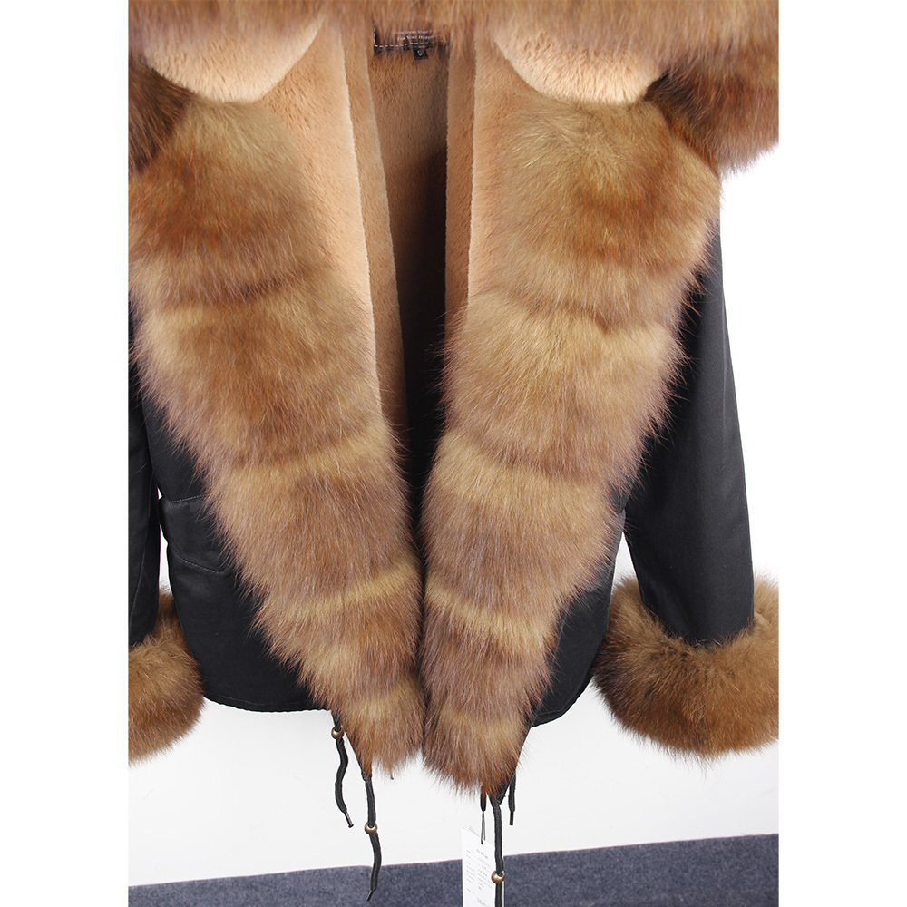 MaoMaoKong winter jacket parka natural fox fur collar real fur coat fux fur lining women coat 201027