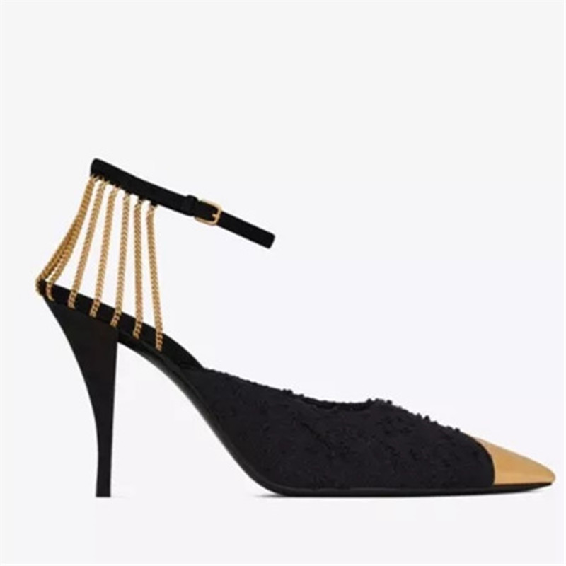 2022 new 9CM stiletto high heels Pumps Dress shoes Women bridal Wedding Summer pillage pionted toe diamond metal size 34-43 Rhinestone Buckle Strap, Black/gold
2022 new 9CM stiletto high heels Pumps Dress shoes Women bridal Wedding Summer pillage pionted toe diamond metal size 34-43 Rhinestone Buckle Strap, Black/gold