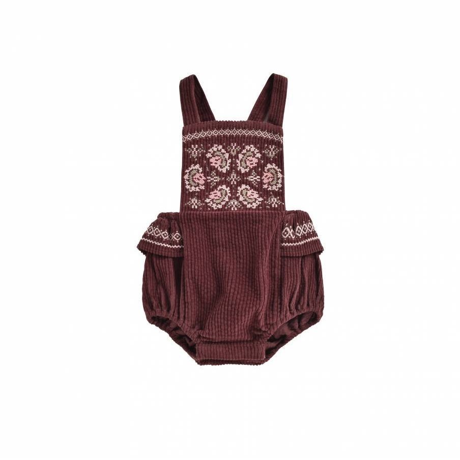 Pre-sale 2020 Autumn and Winter LM Same Style Girls Ruffled Knitted Corduroy Embroidered Overalls SetsX1019
