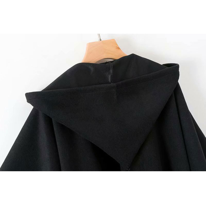 Winter Cloak Hooded Trench Coat Thick Woolen Women Gothic Cape Poncho Coat Open Cardigans Female Tassel Long Trench Overcoat 201111