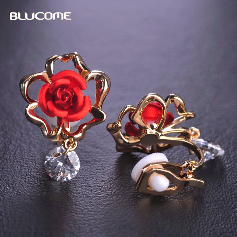 Blucome Red Rose Flower Ear Clip Gold Color Cubic Zircon Women Earrings Pendientes Without Piercing Jewelry For Non Pierced Ears
Blucome Red Rose Flower Ear Clip Gold Color Cubic Zircon Women Earrings Pendientes Without Piercing Jewelry For Non Pierced Ears