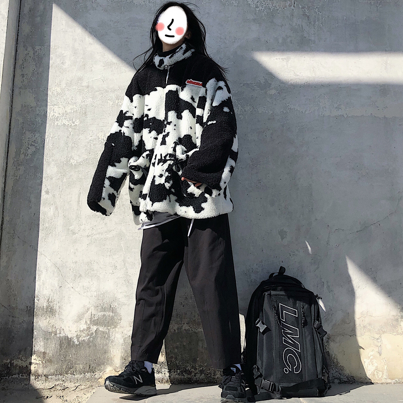 Cow Pattern Winter Padded Coat Patchwork Parka Hip Hop Jacket for Women Fleece Warm Outwear Windbreaker Streetwear Harajuku 201127