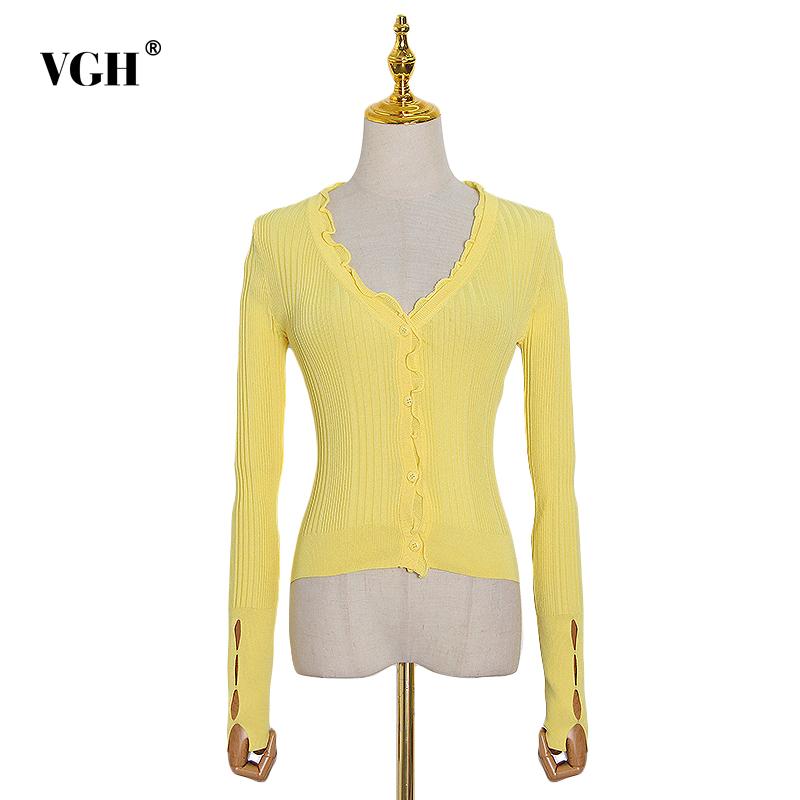 VGH Splicing Lace Solid Sweater For Women V Neck Long Sleeve Minimalist Slim Knitting Tops Female Fashion New Clothing 2020 Tide, Yellow
VGH Splicing Lace Solid Sweater For Women V Neck Long Sleeve Minimalist Slim Knitting Tops Female Fashion New Clothing 2020 Tide, Yellow