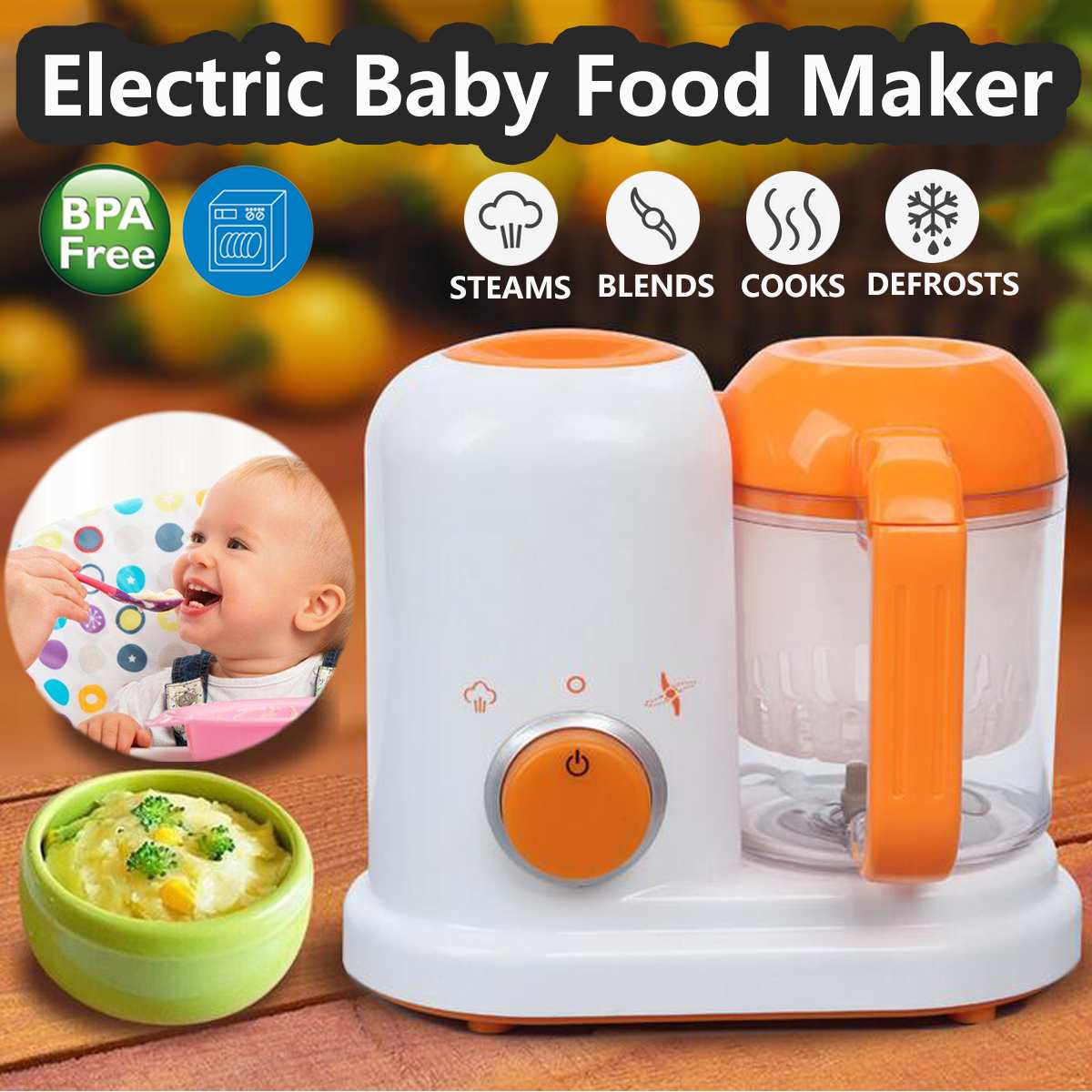 Electric Baby Maker AC 200-250V Toddler Blenders Steamer Processor BPA Free All In One -Graded PP EU Steam Safe
Electric Baby Maker AC 200-250V Toddler Blenders Steamer Processor BPA Free All In One -Graded PP EU Steam Safe