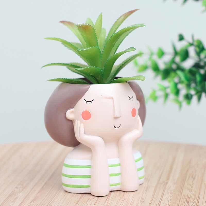 4 Pcs set Flower Girl Planter European Style Succulent Plants Pot Mini Bonsai Cactus Home Decor Craft Y200723