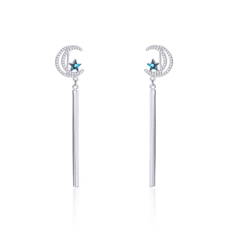 Stud Fashion S925 Sterling Silver Earrings Temperament Star And Moon Long Tassel For Women
Stud Fashion S925 Sterling Silver Earrings Temperament Star And Moon Long Tassel For Women