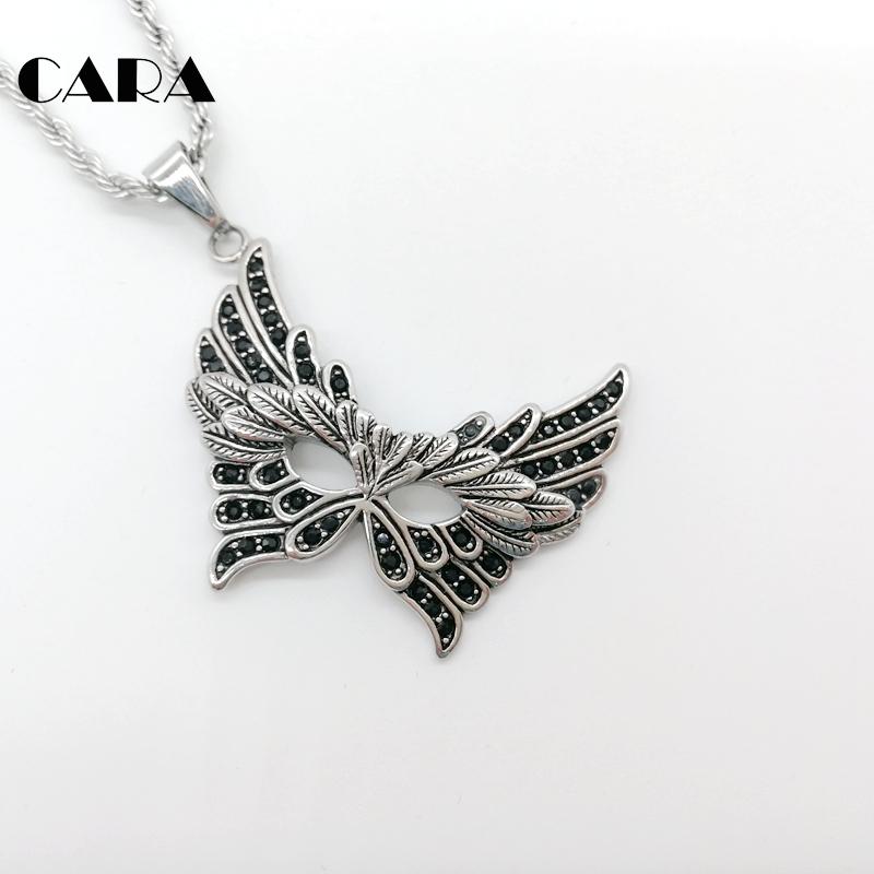 CARA New 316L Stainless steel Feather Party mask necklace pendant women stylish full cz stones butterfly mask necklace CARA0539
CARA New 316L Stainless steel Feather Party mask necklace pendant women stylish full cz stones butterfly mask necklace CARA0539