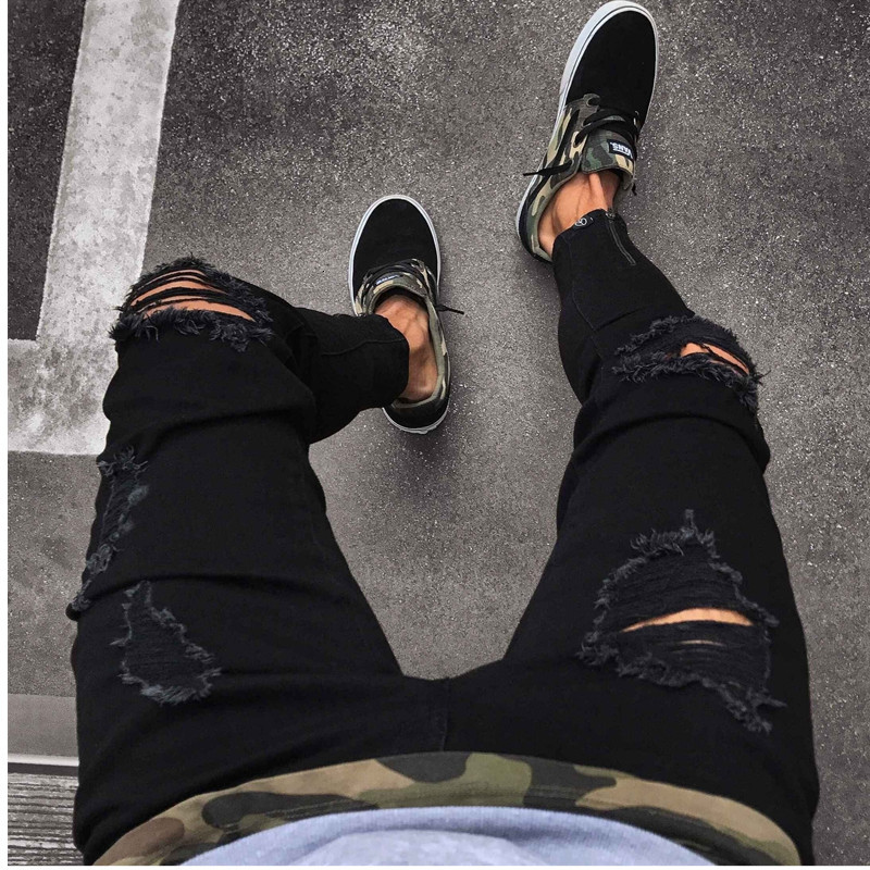 2021 New Korean Style Men's Fashion Label Ripped Black Wide Turnup Pants Skinny Hip-hop Locomotive Jeans 1CL9 
2021 New Korean Style Men's Fashion Label Ripped Black Wide Turnup Pants Skinny Hip-hop Locomotive Jeans 1CL9