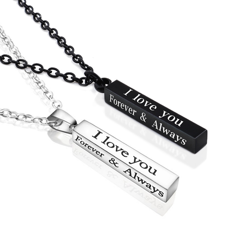 New Stainless Steel Solid Bar I Love You Always Letter Pendant Necklaces Jewelry For Lover Couple
New Stainless Steel Solid Bar I Love You Always Letter Pendant Necklaces Jewelry For Lover Couple
